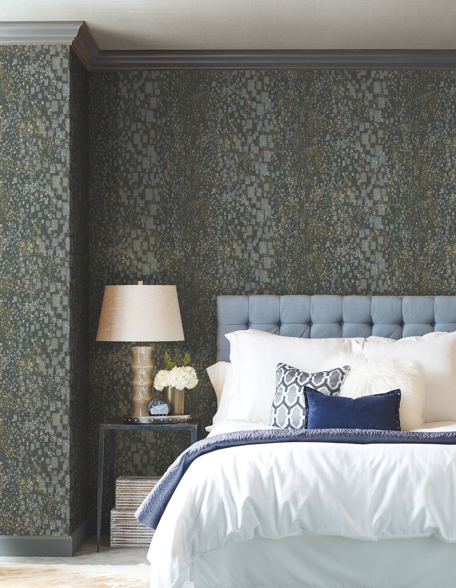 York Wallcoverings CI2325 Gilded Confetti Charcoal Wallpaper