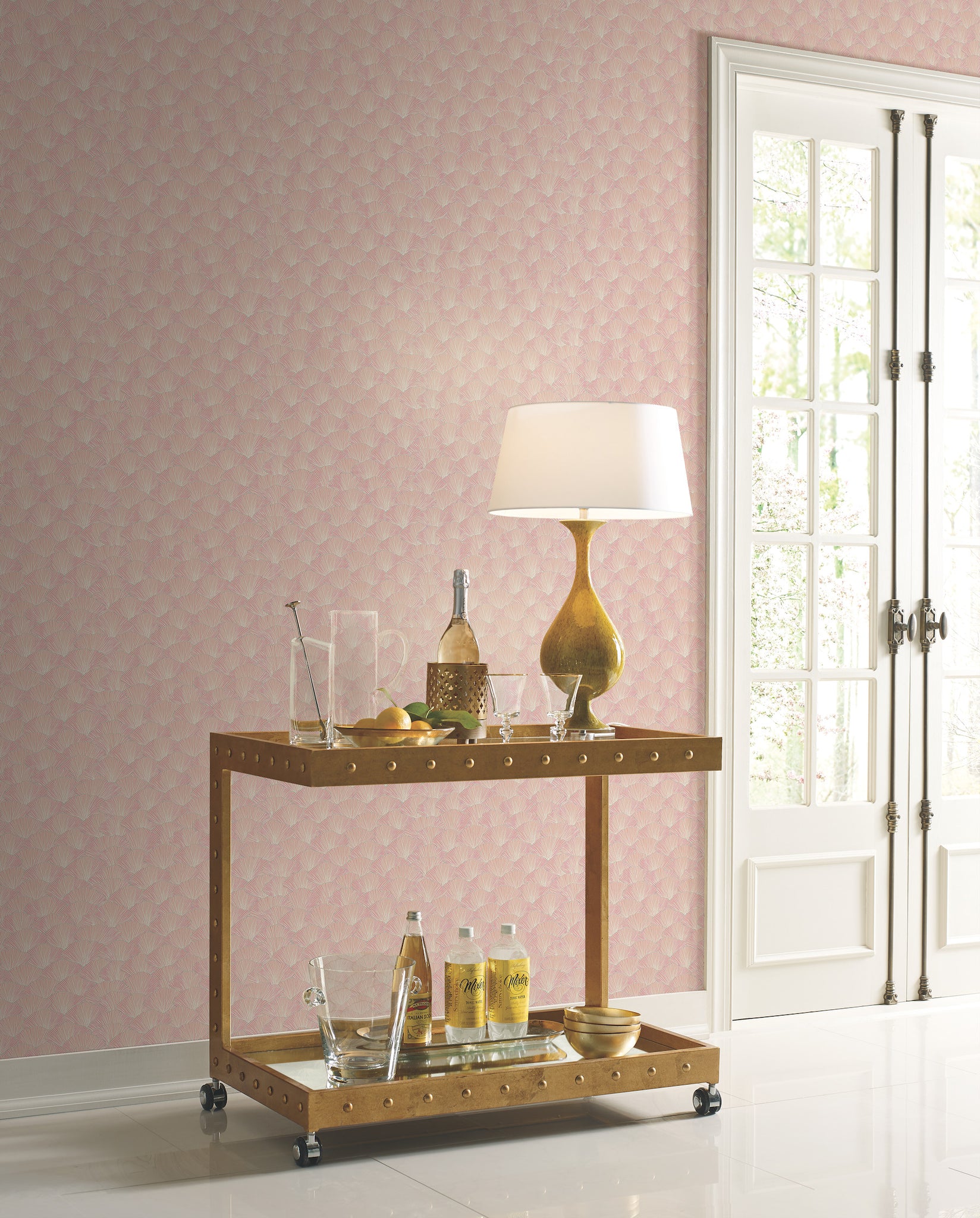 York Wallcoverings CI2334 Luminous Ginkgo Soft Coral Wallpaper