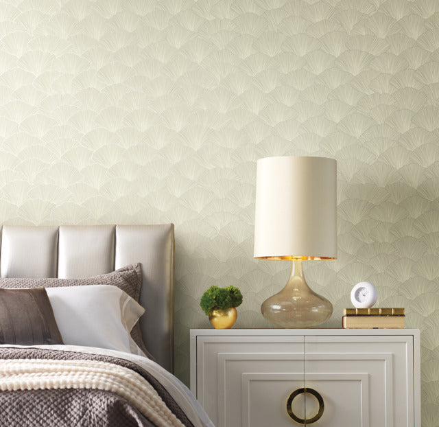 York Wallcoverings CI2335 Luminous Ginkgo White Wallpaper