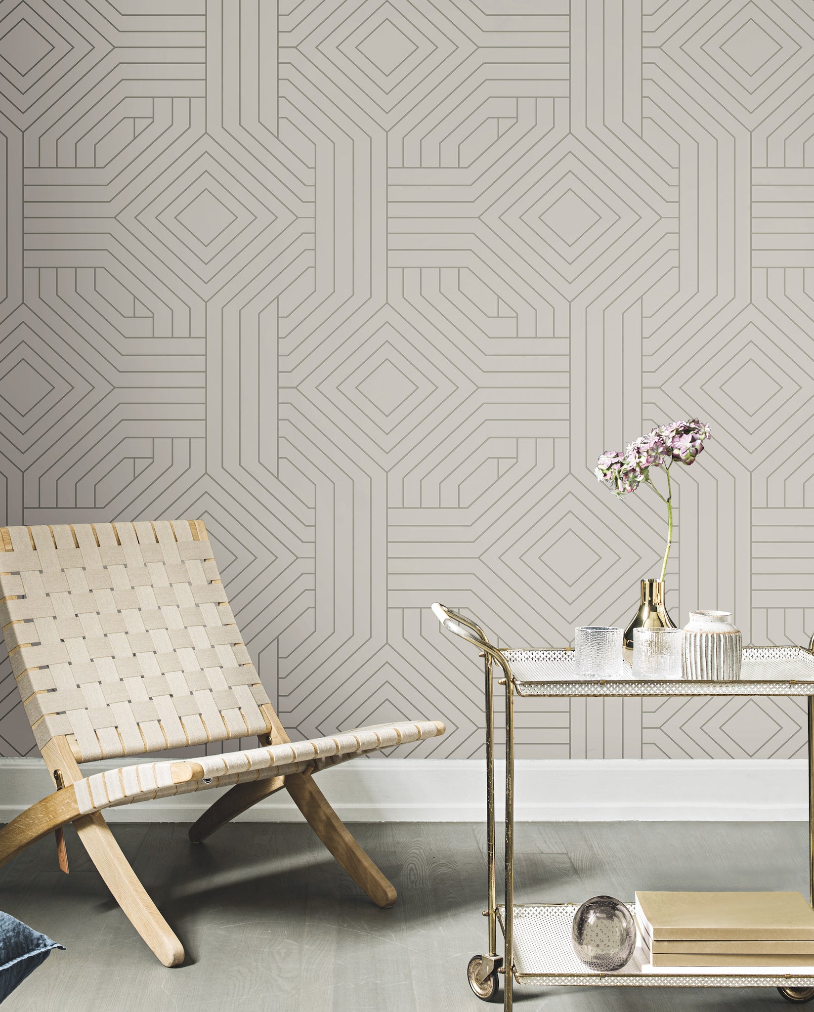 York Wallcoverings CI2377 Diverging Diamonds Taupe Wallpaper