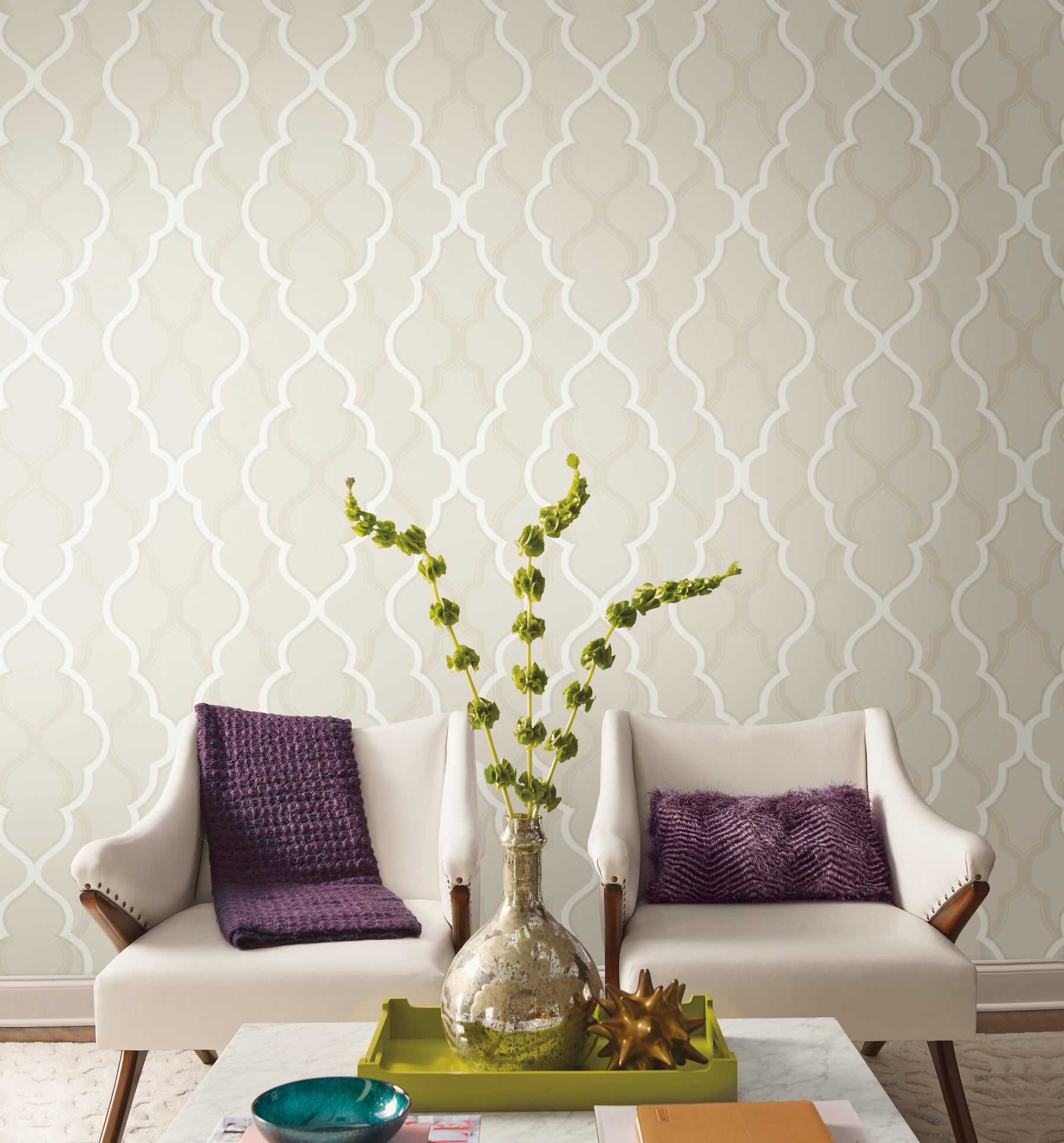 York Wallcoverings CI2396 Double Damask Beige Wallpaper