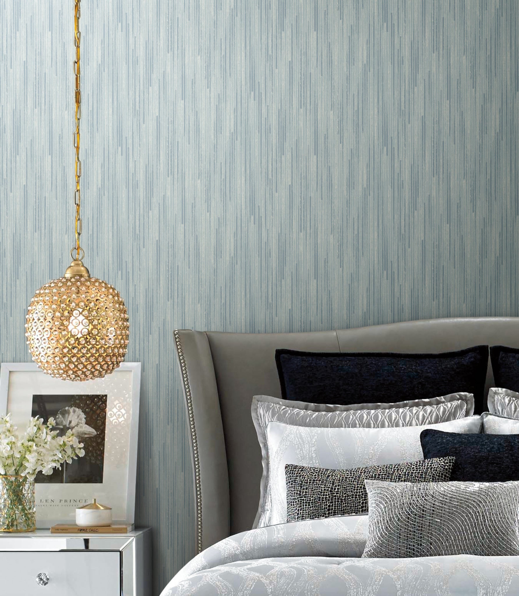 York Wallcoverings CI2405 Bargello Mist Blue Wallpaper