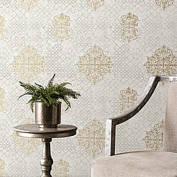 Galerie Wallcoverings CM2485 Damask Rose Gold Wallpaper