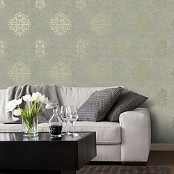 Galerie Wallcoverings CM2486 Damask Rose Gold Wallpaper