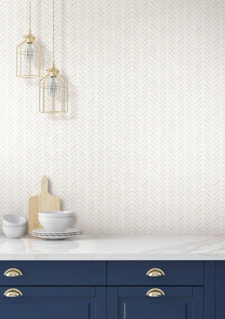 York Wallcoverings CV4456 Painted Herringbone Sand Wallpaper