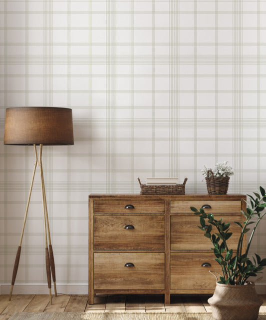 York Wallcoverings CV4466 Charter Plaid Sand Wallpaper