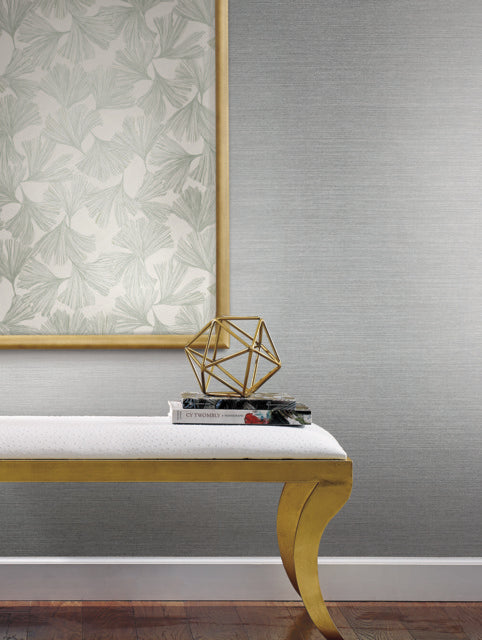 York Wallcoverings DD3731 Shining Sisal Silver and White Wallpaper