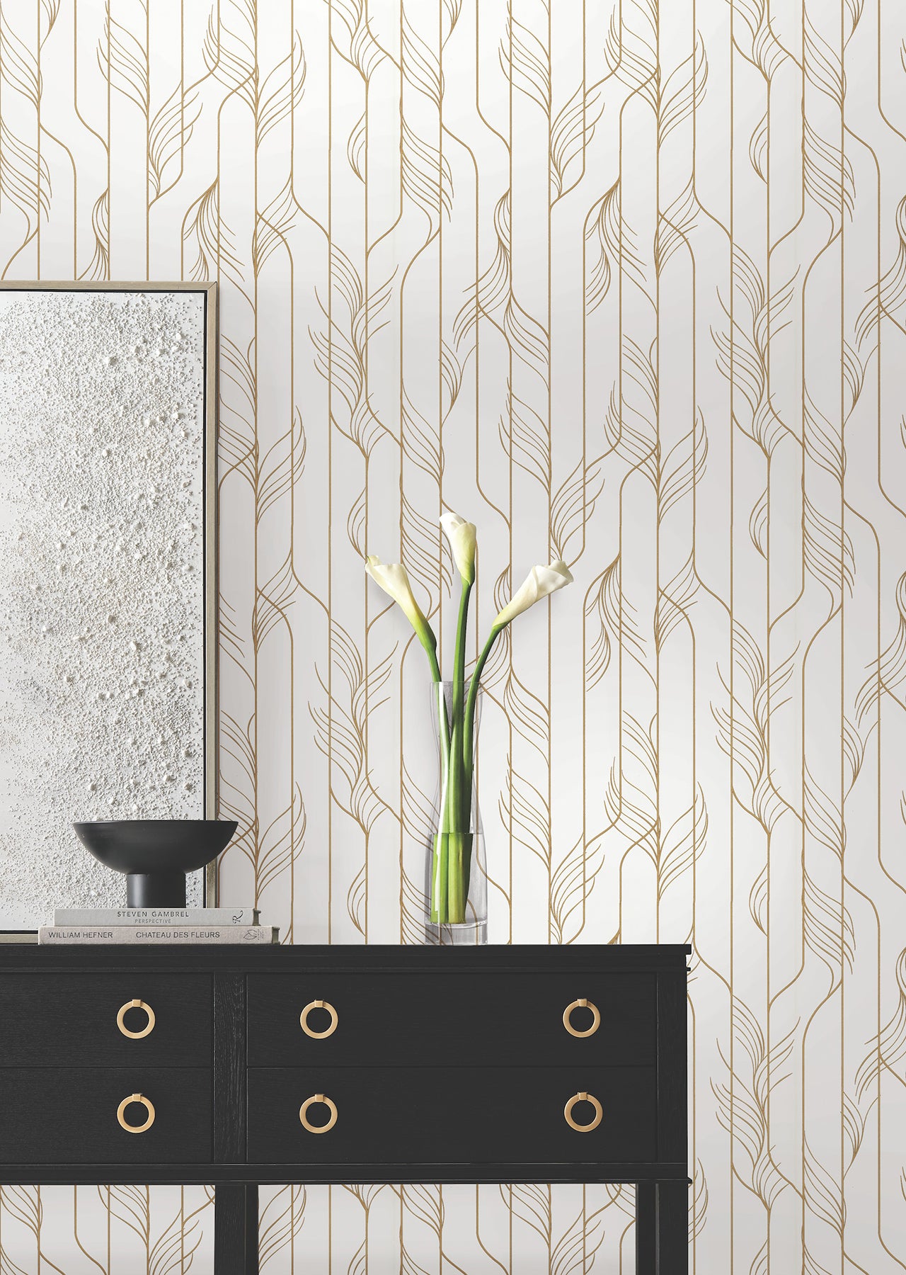 York Wallcoverings DF3301 Elemental Thread White & Gold Wallpaper