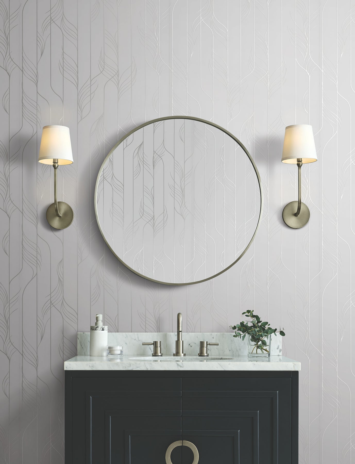 York Wallcoverings DF3302 Elemental Thread White & Silver Wallpaper