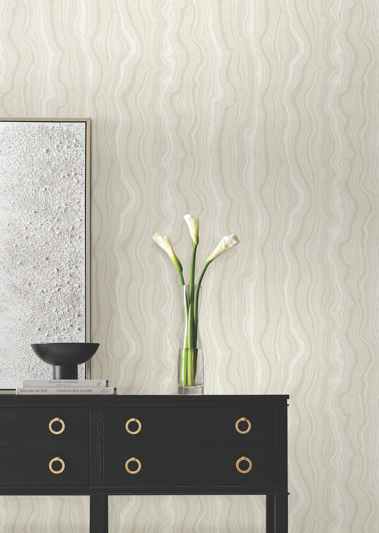 York Wallcoverings DF3322 Mineral Shimmer White & Pearl Wallpaper
