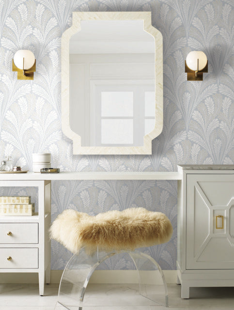 York Wallcoverings DM5021 Shell Damask Blue Wallpaper