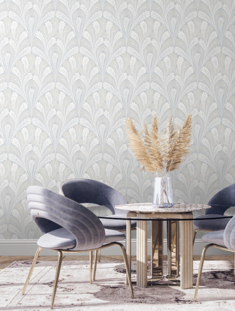 York Wallcoverings DM5021 Shell Damask Blue Wallpaper