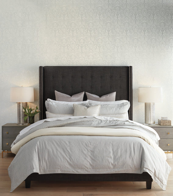 York Wallcoverings DT5011 Paradise Bright White & Silver Wallpaper