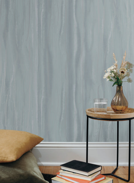 York Wallcoverings DT5031 Blue/Silver Fantasy Faux Bois Wallpaper