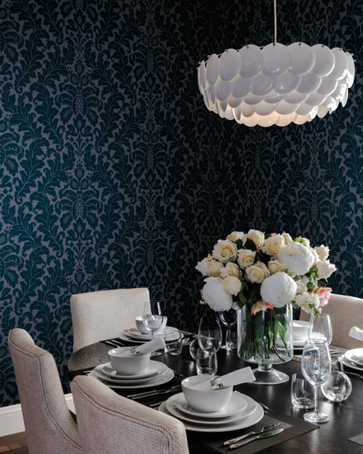 York Wallcoverings DT5042 Navy Modern Romance Wallpaper