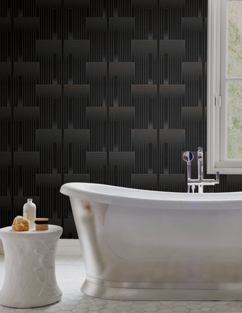 York Wallcoverings DT5072 Black/Copper Vanishing Wallpaper
