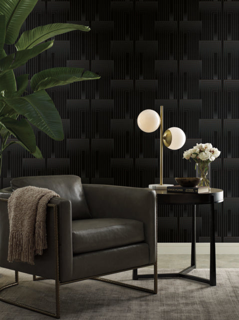 York Wallcoverings DT5072 Black/Copper Vanishing Wallpaper