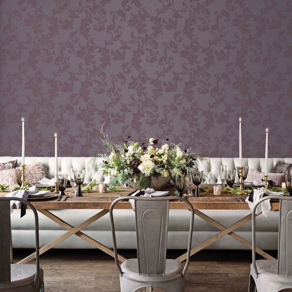 Galeria Wallcoverings DWP0250-01 Acanthus Trail Purple Wallpaper