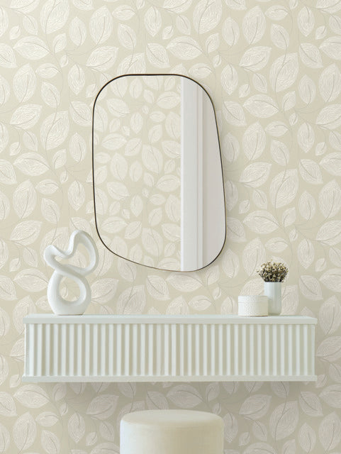 York Wallcoverings EV3923 Contoured Leaves Beige Wallpaper