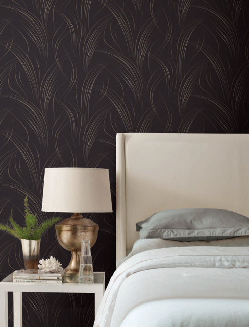 York Wallcoverings EV3938 Graceful Wisp Black Wallpaper