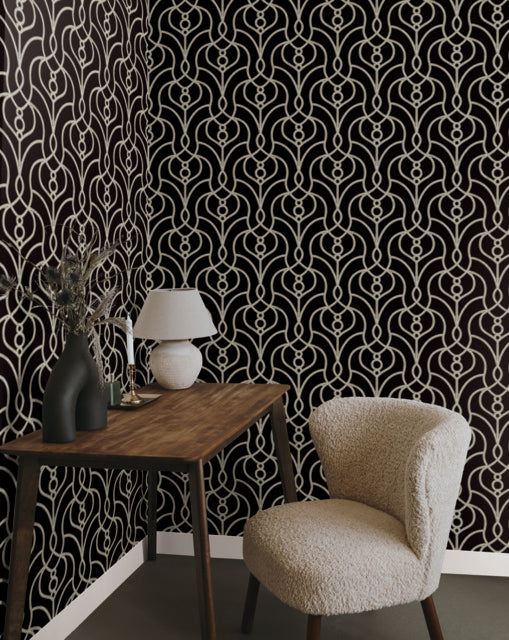 York Wallcoverings EV3945 Divine Trellis Black Wallpaper