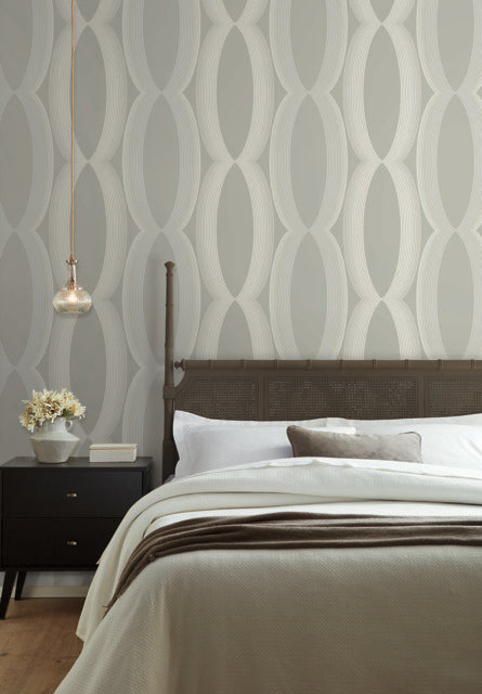 York Wallcoverings EV3983 Progression Ogee Grey Wallpaper