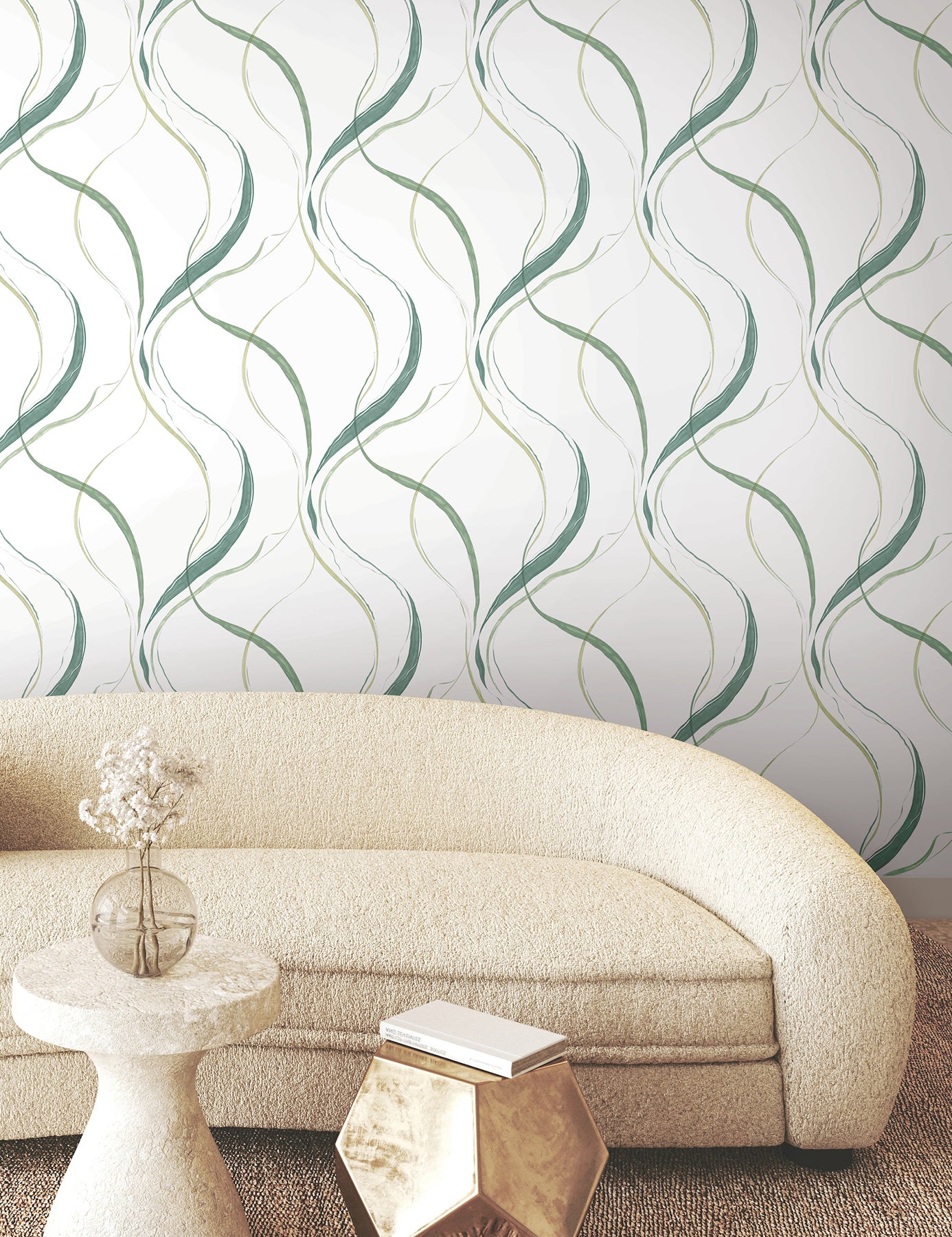 York Wallcoverings FM1095 Ink Flow Green Wallpaper