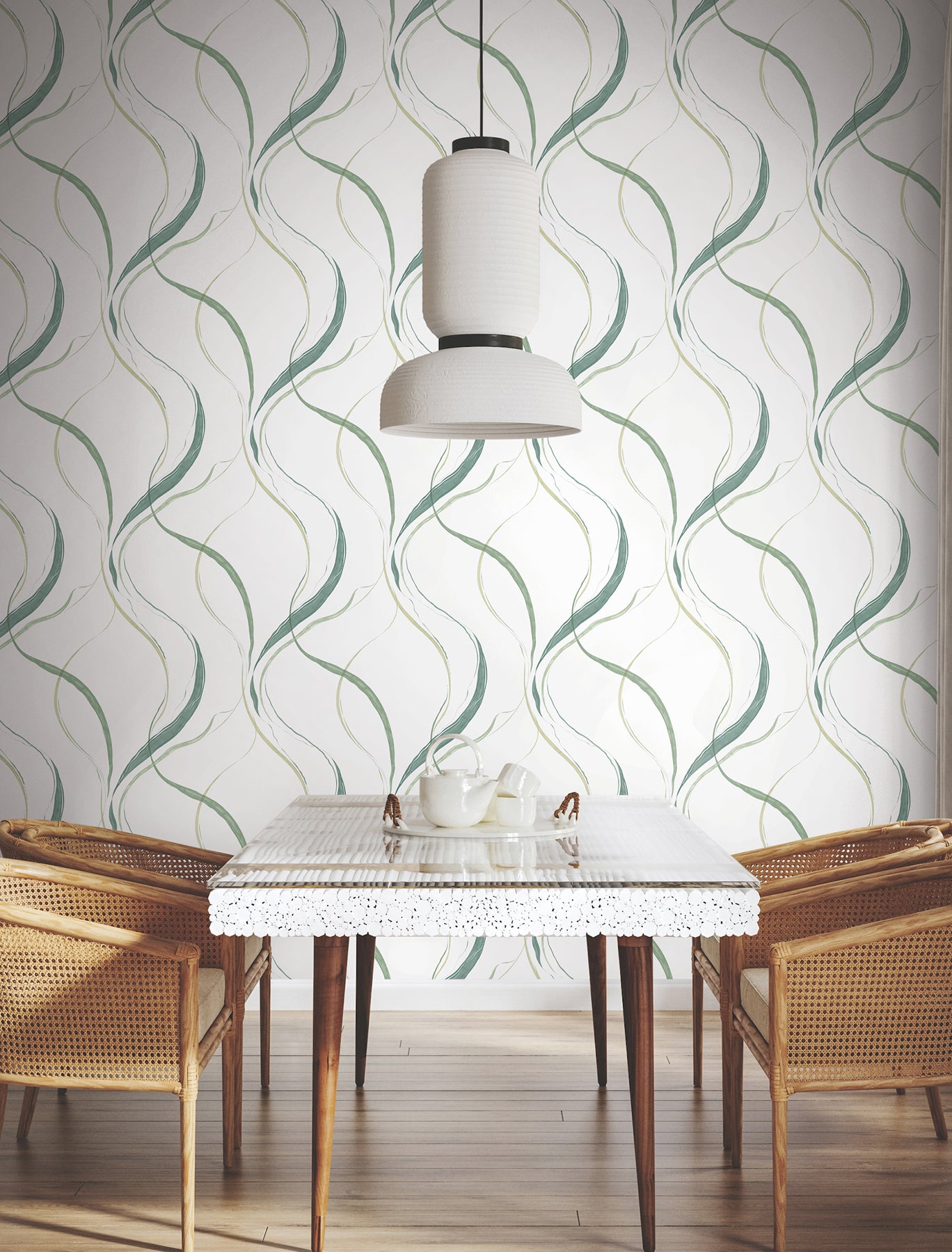York Wallcoverings FM1095 Ink Flow Green Wallpaper