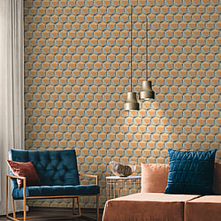 Galerie Wallcoverings FS72045 Geometric Motif Orange Wallpaper