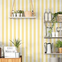 Galerie Wallcoverings G45400 Awning Stripe Yellow Wallpaper