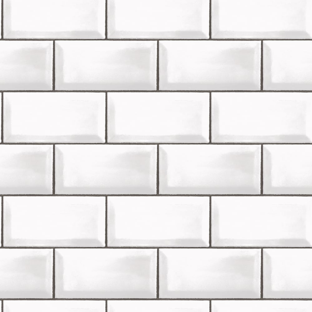 Galerie Wallcoverings G45445 Metro Tile White Wallpaper