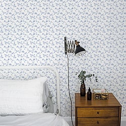 Galerie Wallcoverings G56647 Delicate Floral Blue Wallpaper