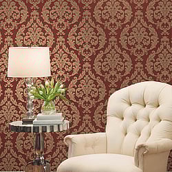 Galerie Wallcoverings G67612 Silk Damask Red Wallpaper