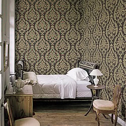 Galerie Wallcoverings G67613 Damask Bronze Brown Wallpaper