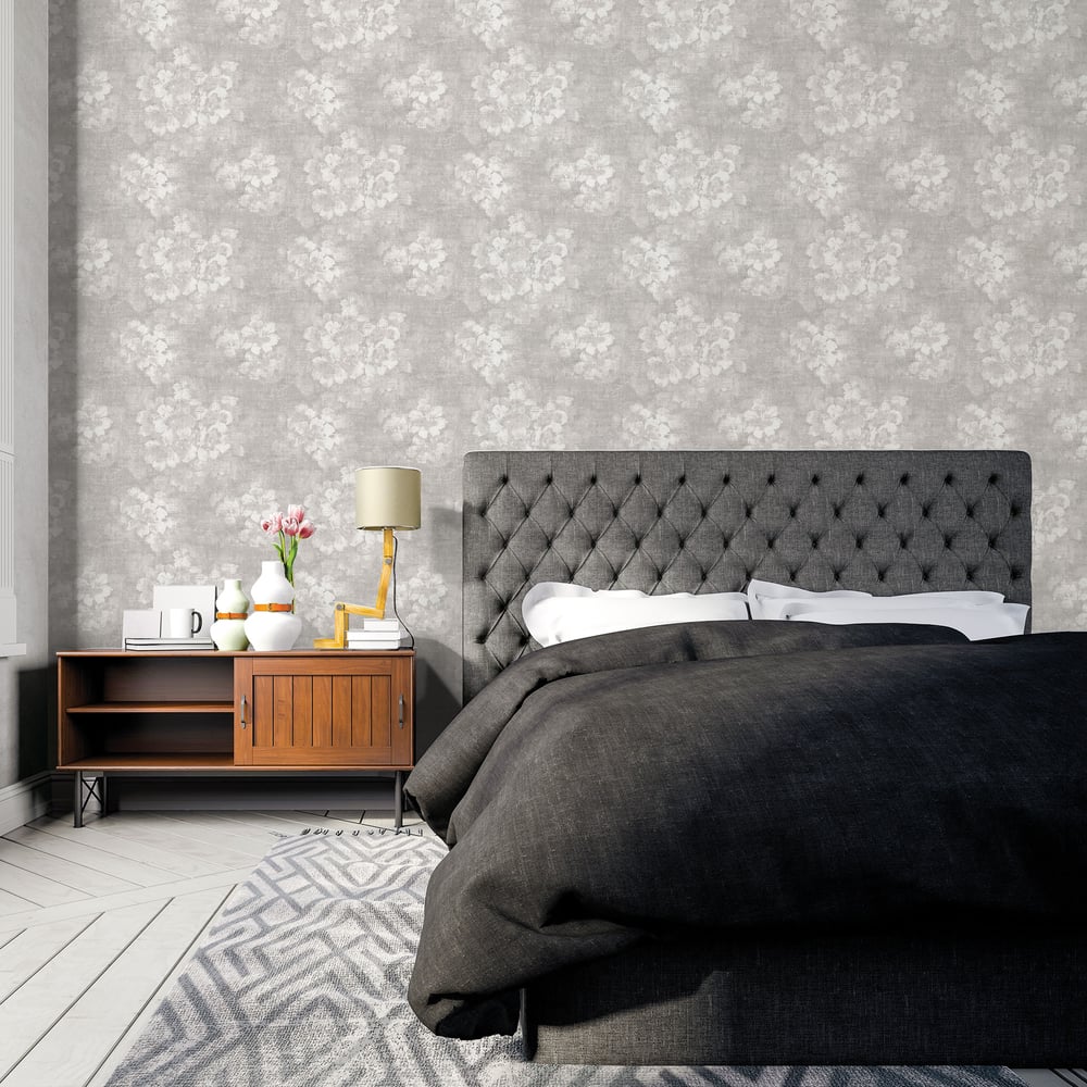 Galerie Wallcoverings G78260 Mystic Floral Silver Grey Wallpaper