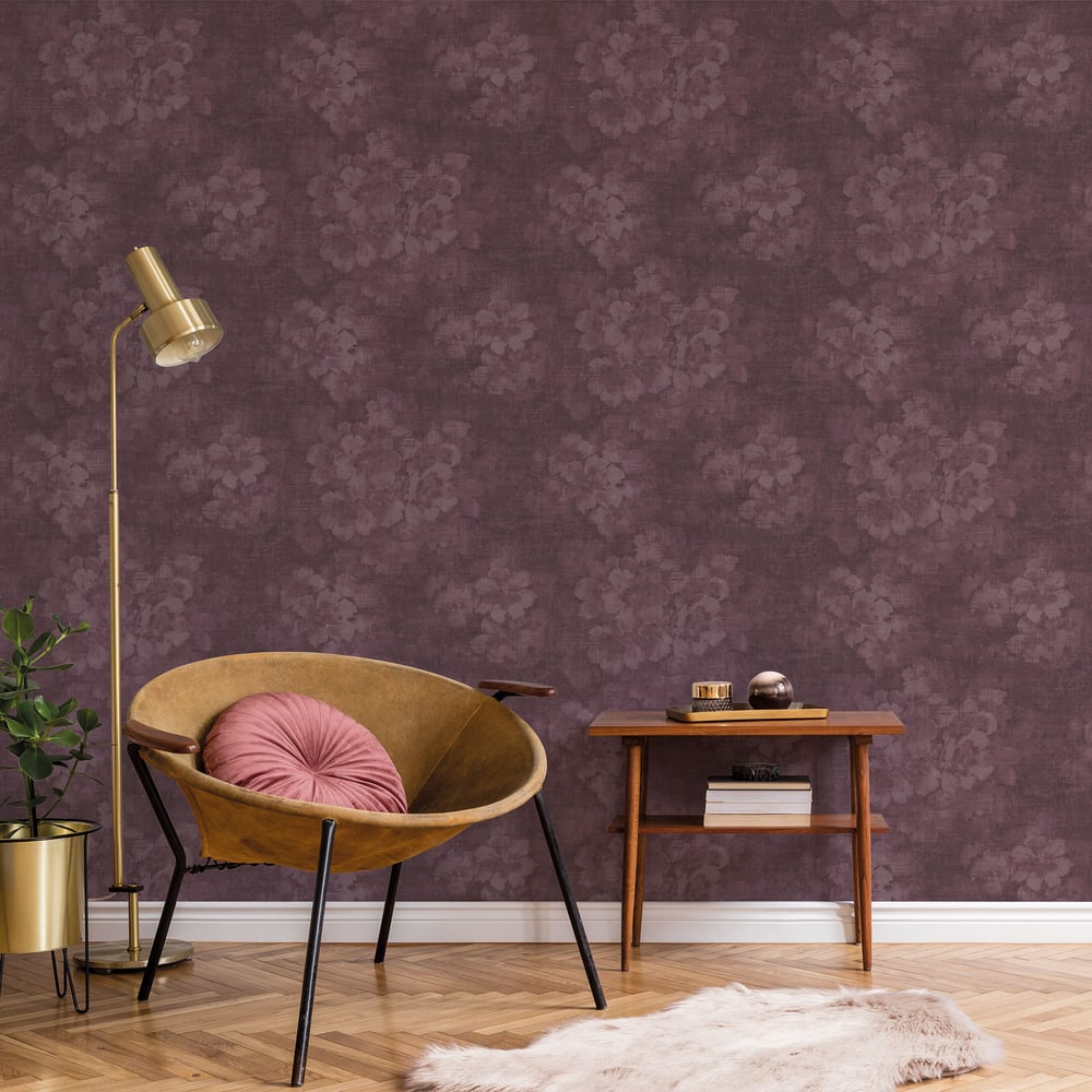 Galerie Wallcoverings G78261 Mystic Floral Red Wine Wallpaper
