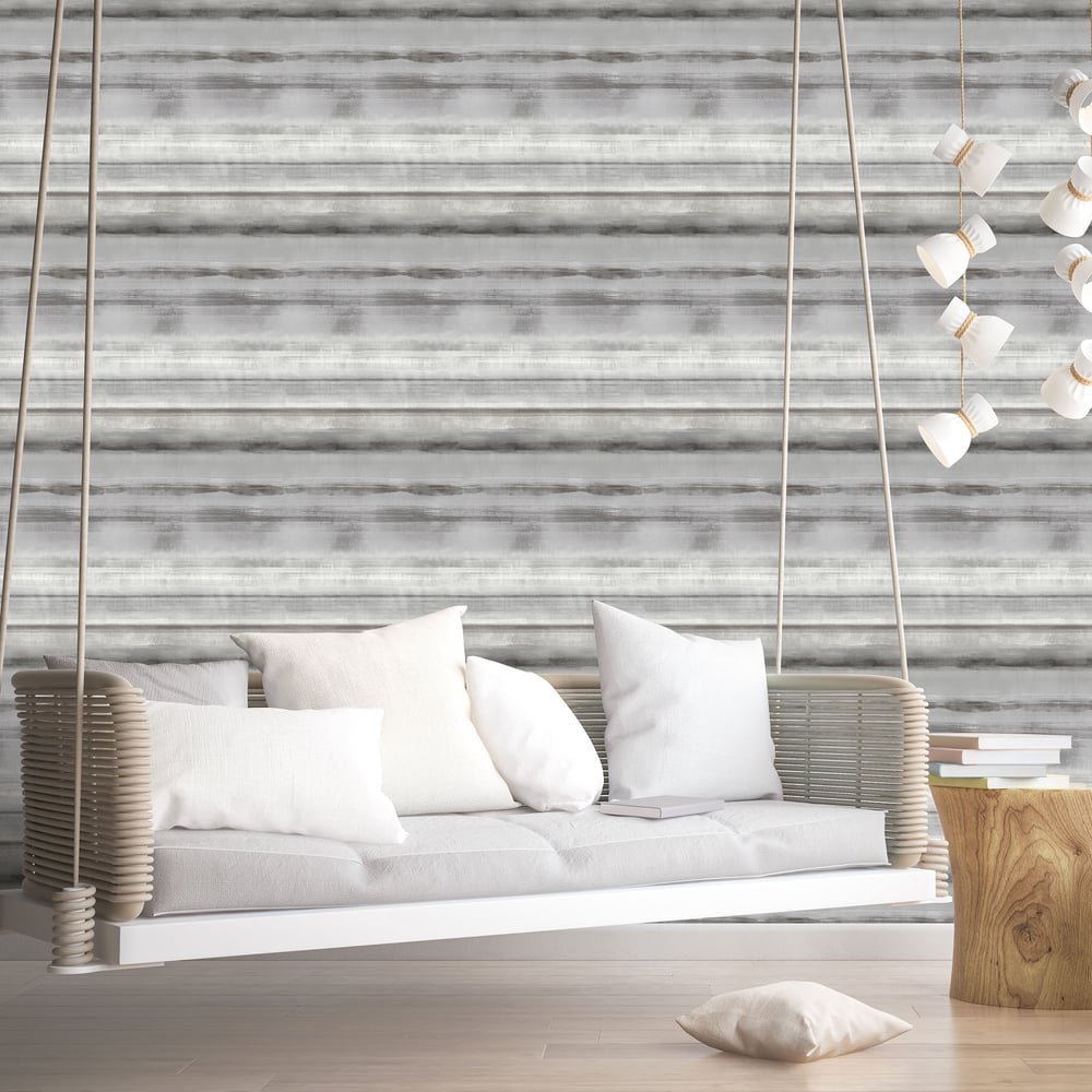 Galerie Wallcoverings G78264 Skye Stripe Silver Grey Wallpaper