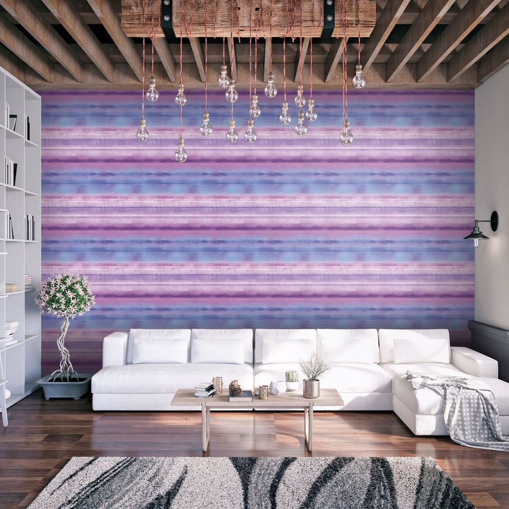 Galerie Wallcoverings G78266 Skye Stripe Lilac Wallpaper