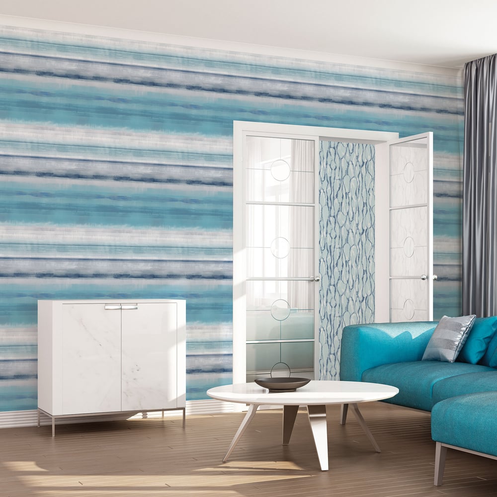 Galerie Wallcoverings G78267 Skye Stripe Blue Wallpaper
