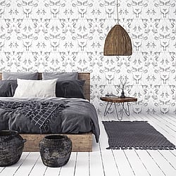 Galerie Wallcoverings G78314 Menagerie Silver Grey Wallpaper