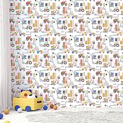 Galerie Wallcoverings G78361 Construction Multi-Coloured Wallpaper