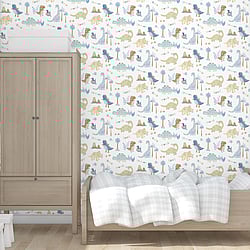 Galerie Wallcoverings G78363 Dinosaurs Multi-Coloured Wallpaper