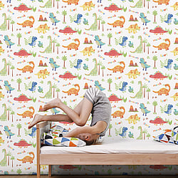 Galerie Wallcoverings G78364 Dinosaurs Multi-Coloured Wallpaper