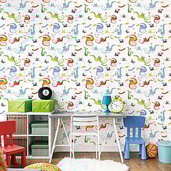 Galerie Wallcoverings G78368 Dragons Multi-Coloured Wallpaper