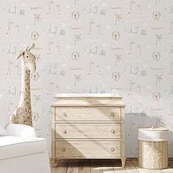 Galerie Wallcoverings G78379 Jungle Friends Silver Grey Wallpaper