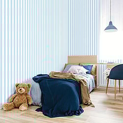 Galerie Wallcoverings G78405 Regency Stripe Blue Wallpaper