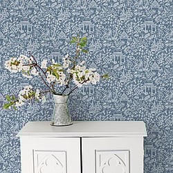 Galerie Wallcoverings G78508 Garden Toile Blue Wallpaper