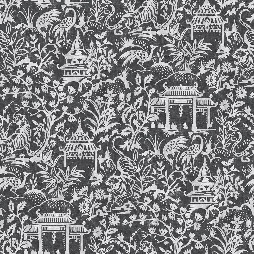 Galerie Wallcoverings G78510 Garden Toile Black Wallpaper