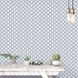 Galerie Wallcoverings G78526 Trellis Positive Blue Wallpaper