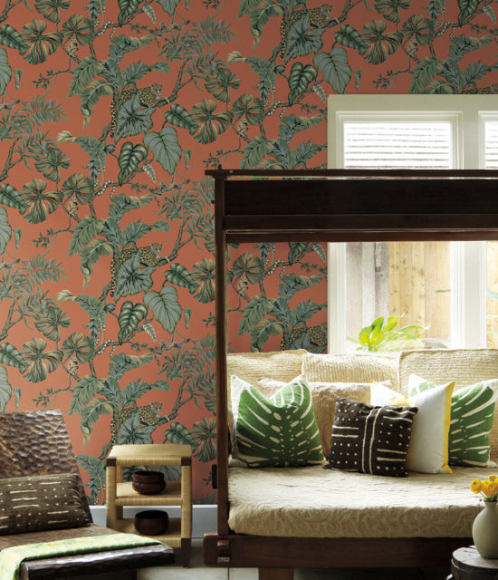 york Wallcoverings HO2142 Jungle Cat Orange Wallpaper